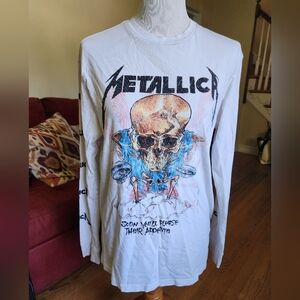 H&M White Graphic Long Sleeve Shirt